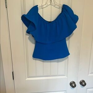 Blue Ruffle Off-Shoulder Top Alberto Malaki